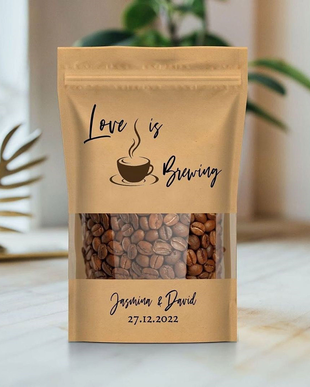 engagement gifts personalized coffee bean bag
