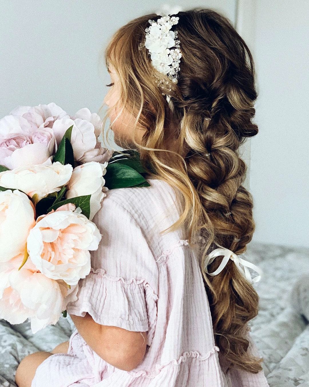 flower girl hairstyles trendy white flower headband with volume braid polishedstylejustine