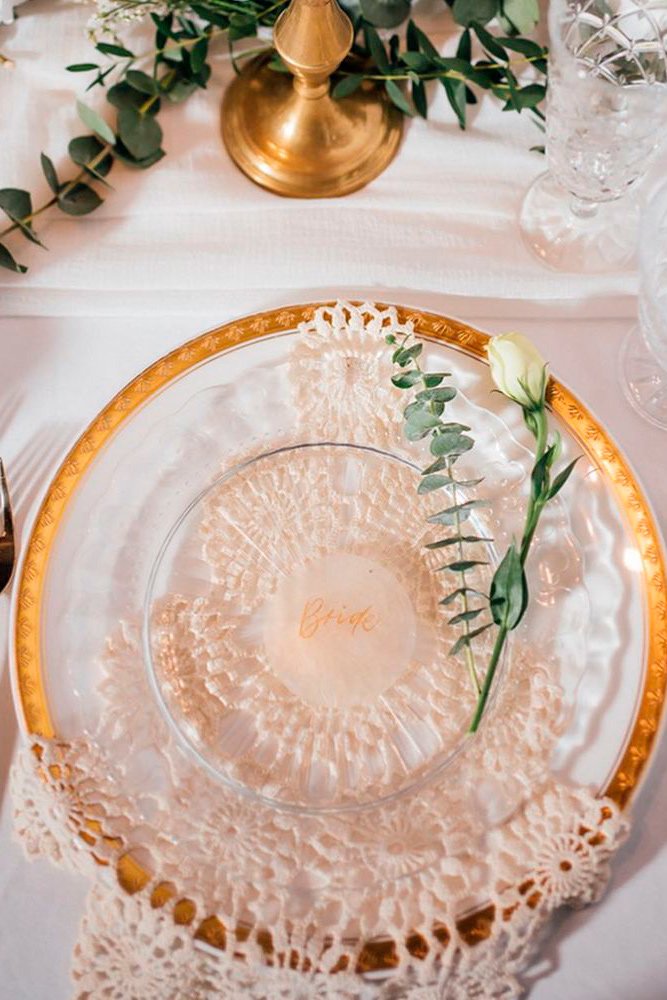 lace wedding decor plate table setting