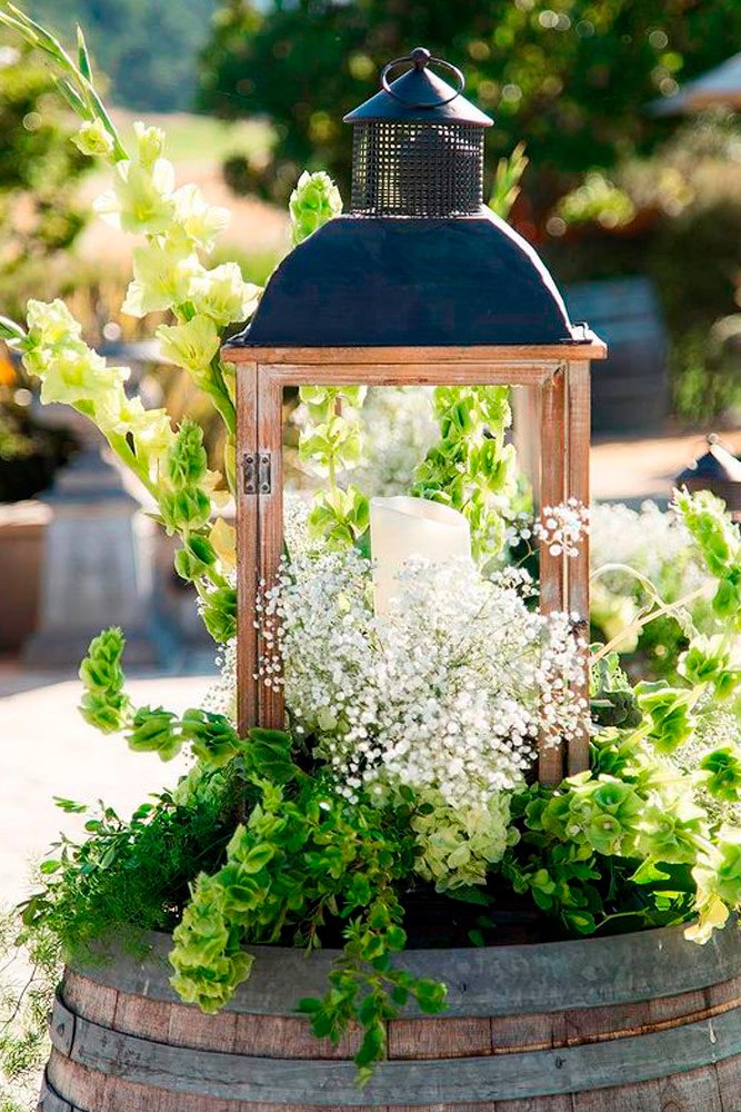 wedding rustic centerpieces vases lantern table candle place