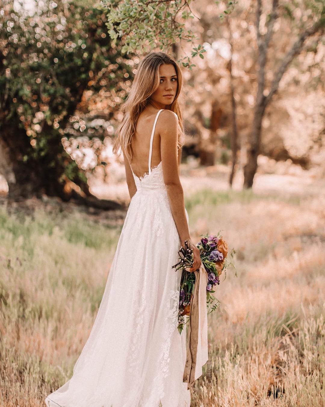 country style wedding dresses a line with spaghetti straps floraandlane