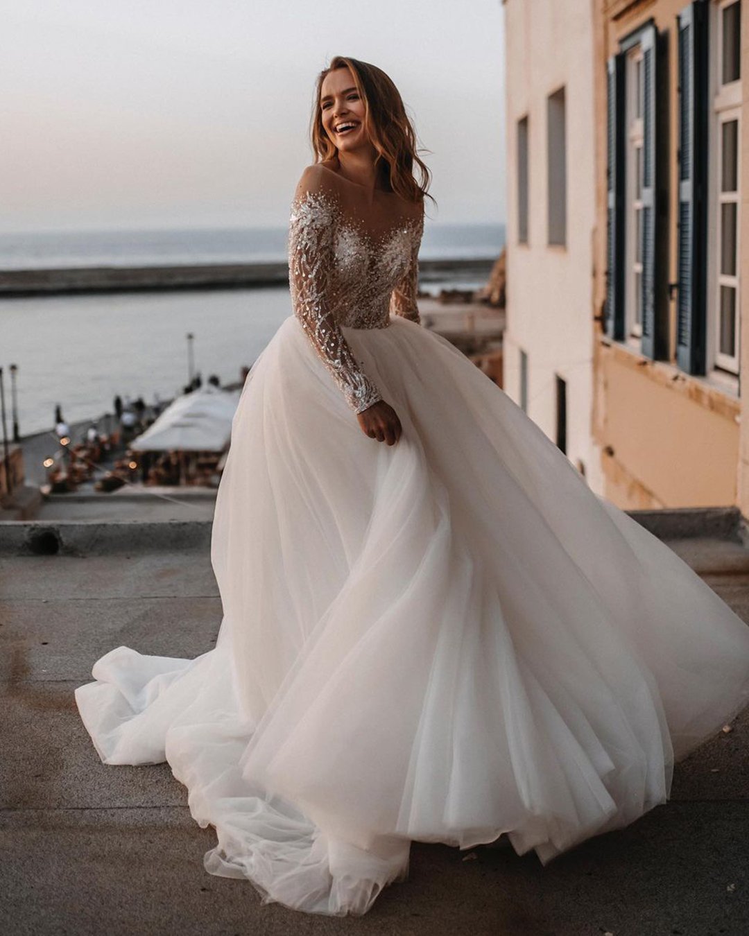 fall wedding dresses ball gown with long sleeves sequins millanova