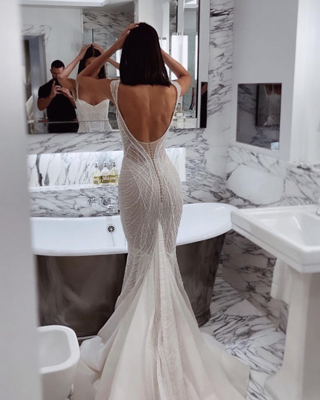 mermaid wedding dresses low back sexy beach pallascouture