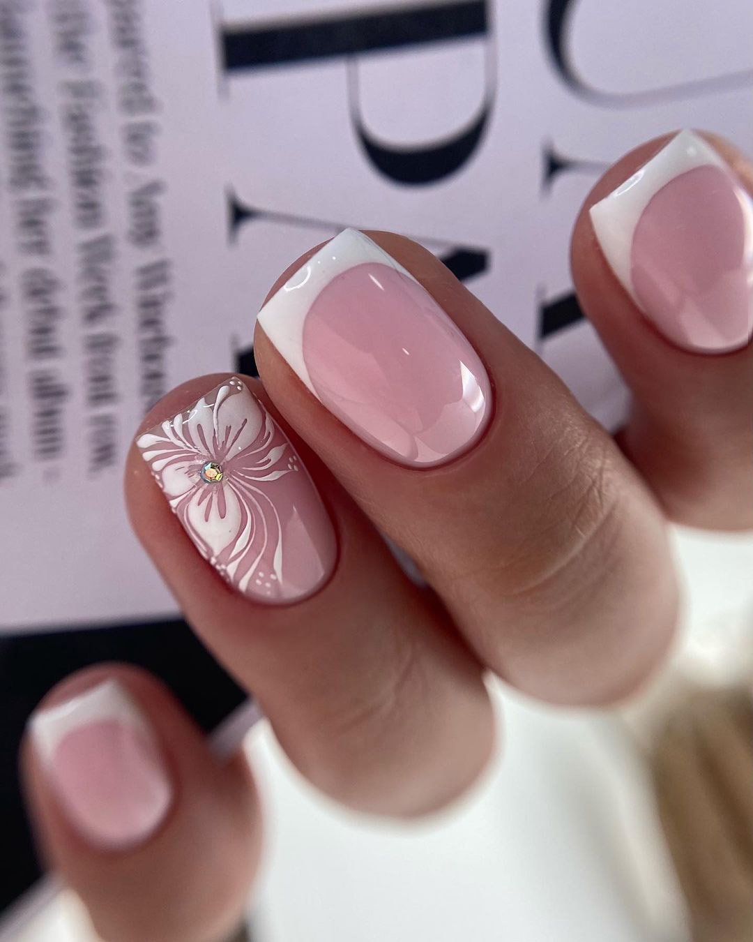 nail design wedding idea french with lace flower milana.gen11