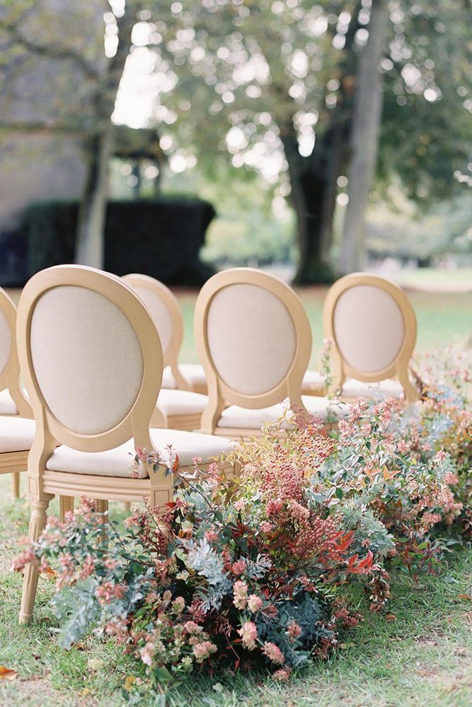 wedding aisle decoration ideas fall compositions near chair jannabrowndesignco