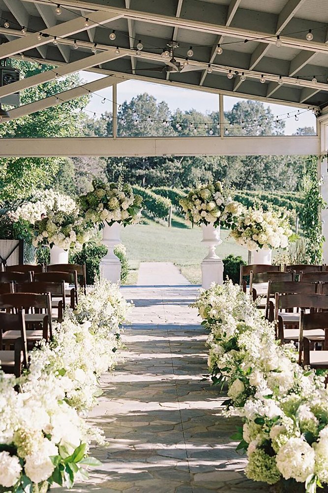 wedding aisle decoration ideas white flower line southern_blooms