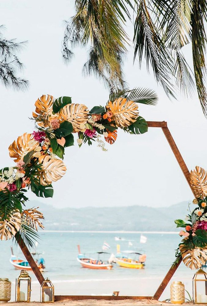 wedding arch decoration ideas beach flowers