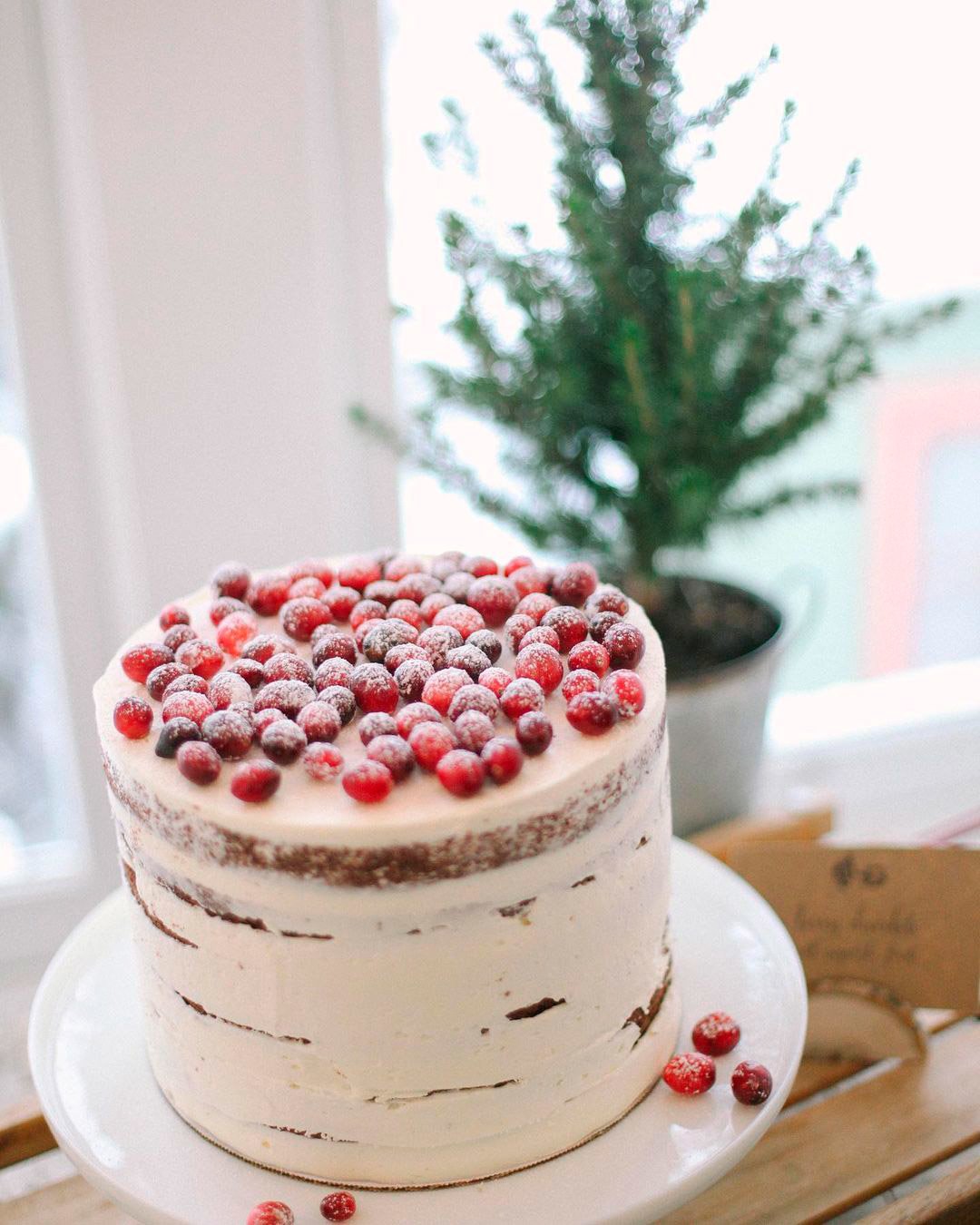 winter wedding cakes red berries nacked