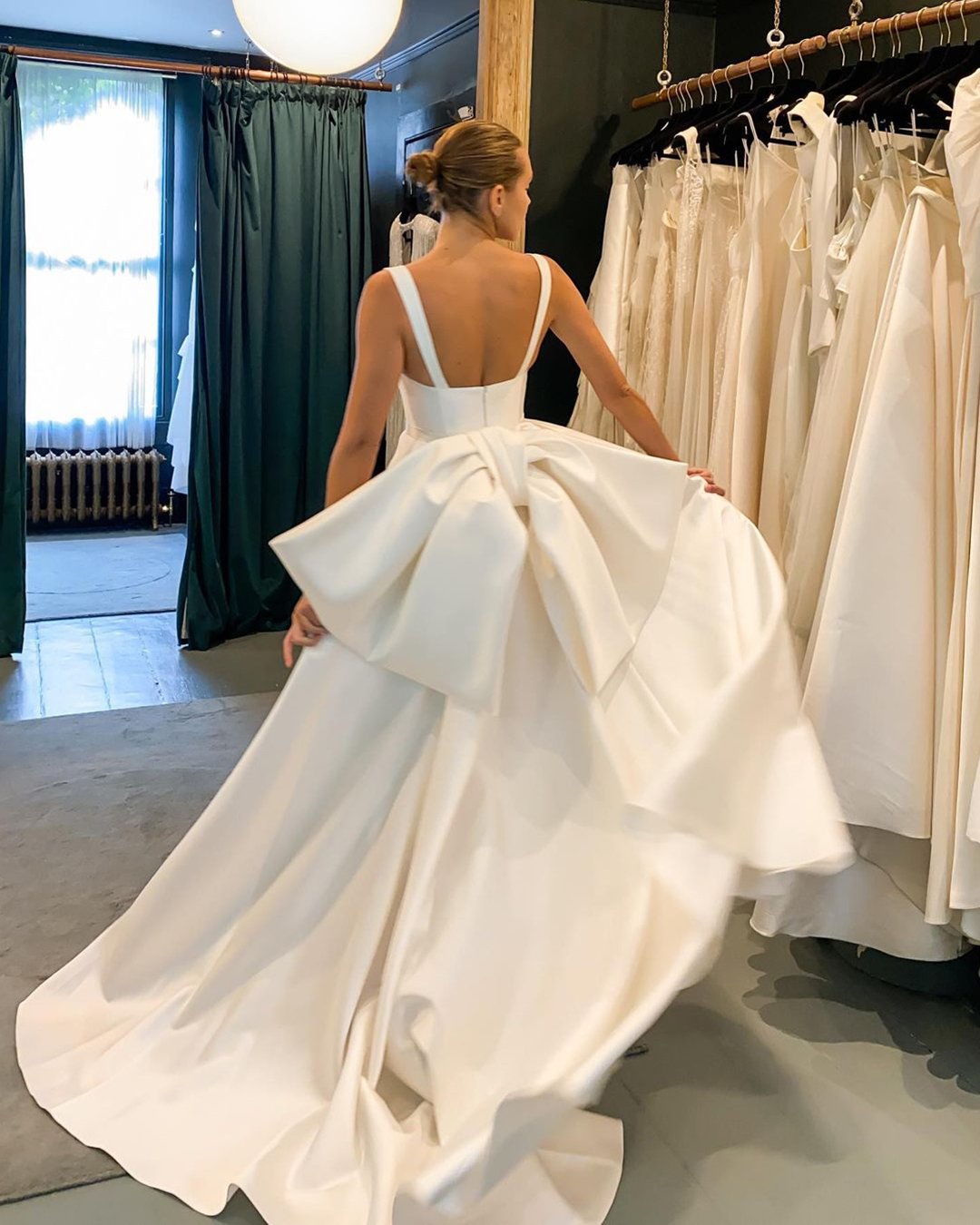 ball gown wedding dresses simple low back with bow halfpennylondon