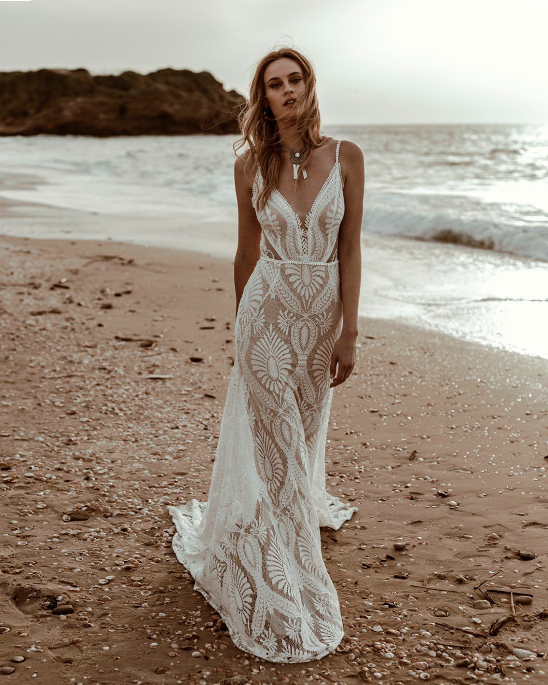 beach wedding dresses sheath with spaghetti straps boho rustic rish_bridal