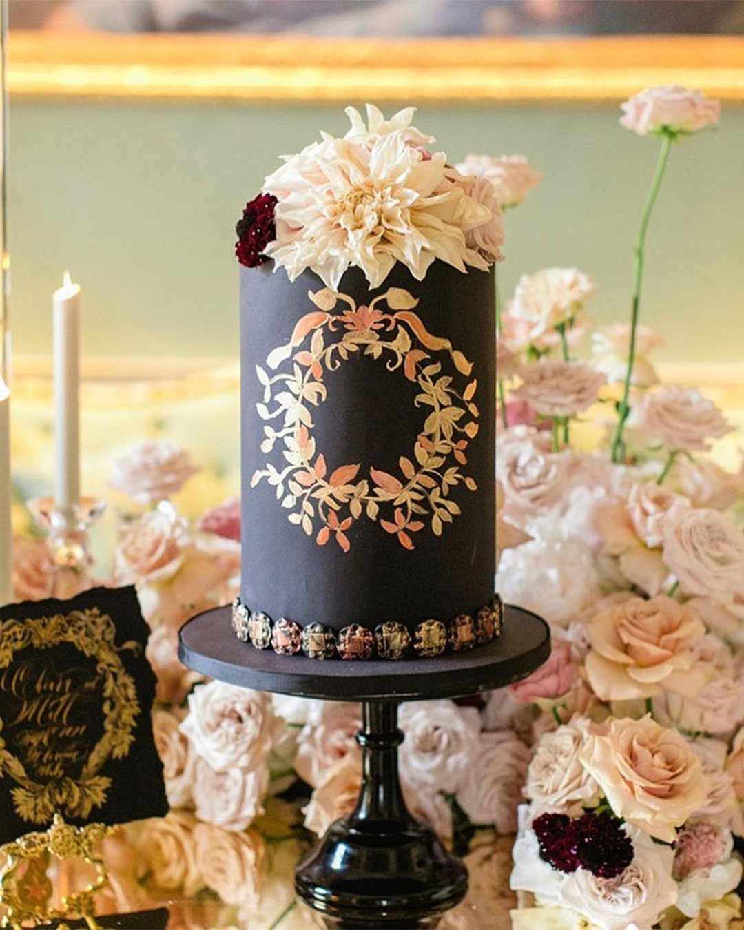 black wedding cake small wedding cake