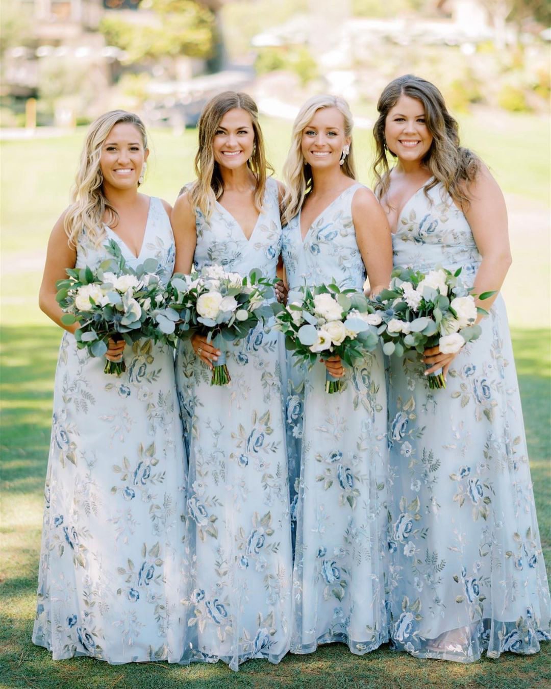 blue bridesmaid dresses long with floral appliques rustic jennyyoonyc