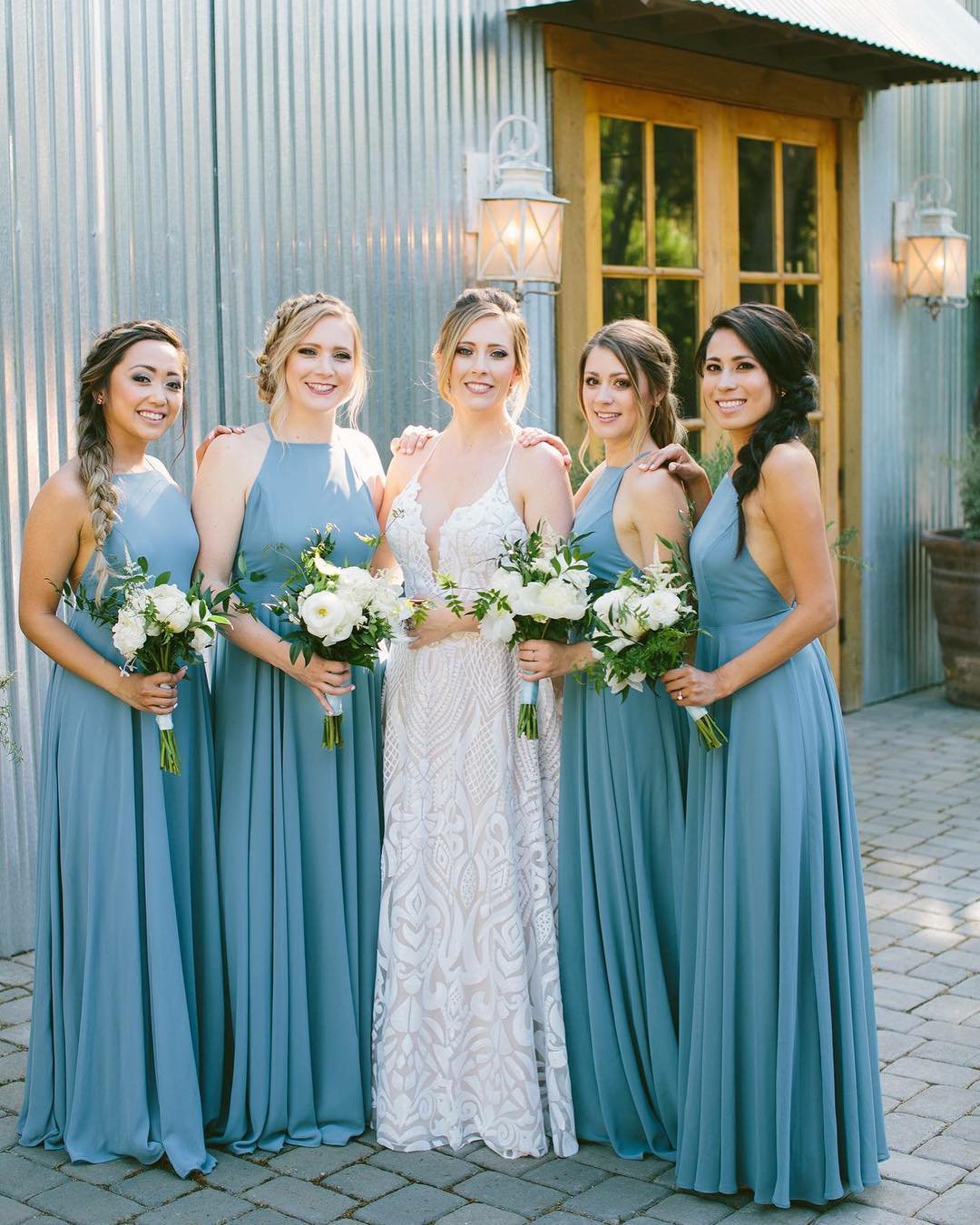 blue bridesmaid dresseslong simple bright rustic beach annaperevertaylo