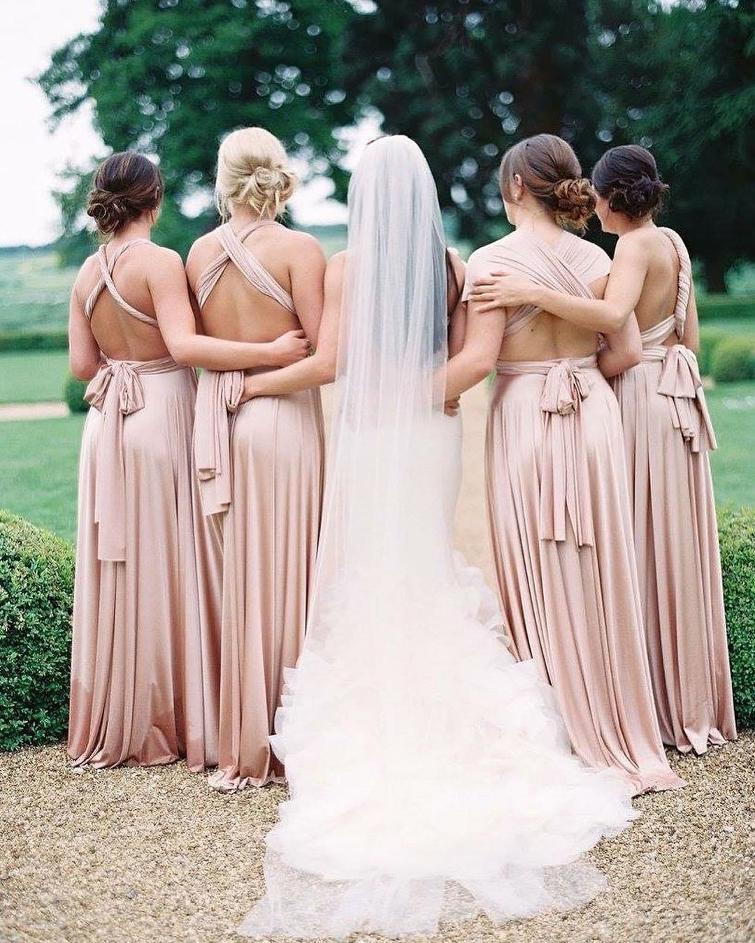 blush bridesmaid dresses mismatched long simple rustic twobirdsnewyork