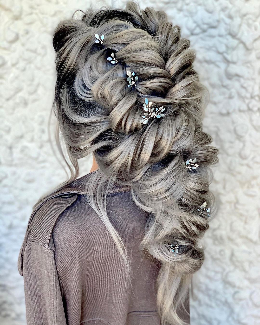 braided wedding hair textured cascading volume hair down clairehartleystylist