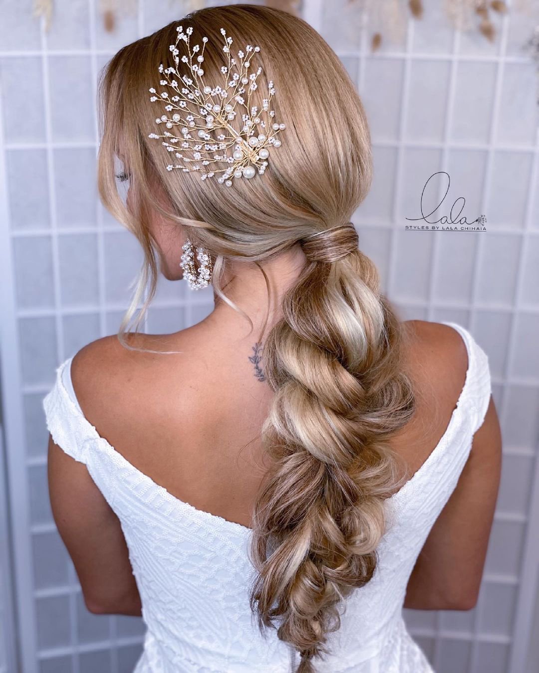 bridesmaid hairstyles for wedding braid on long blonde hair lalasupdos