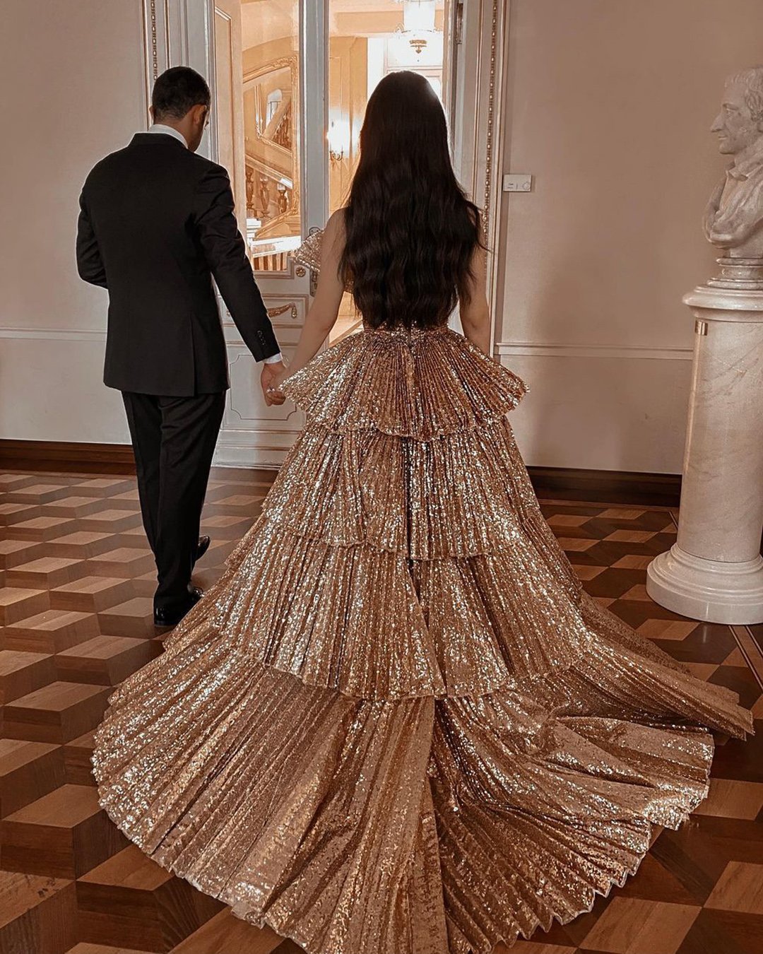 gold wedding gownsruffled skirt sequins ax_armina