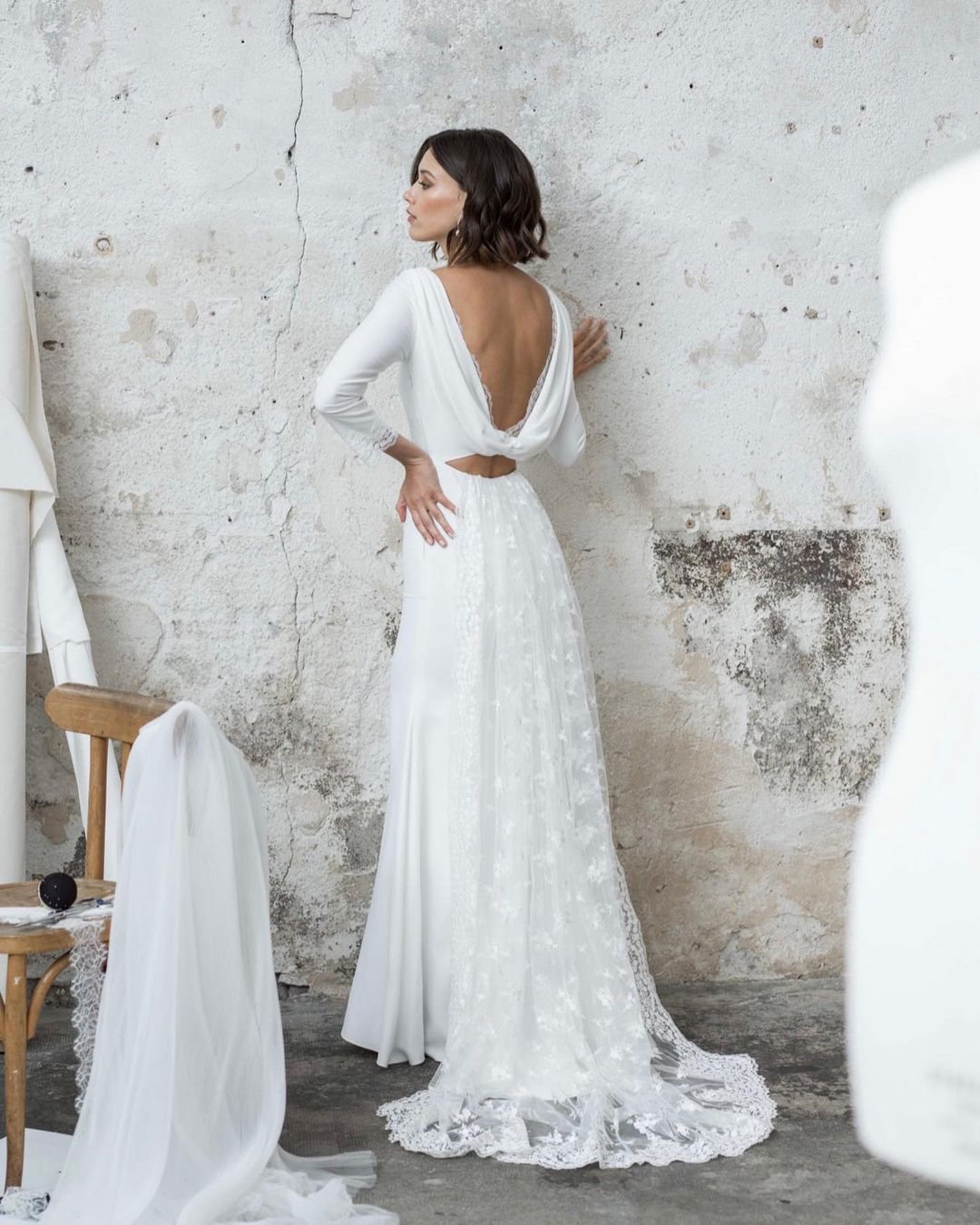greek wedding dresses low back with long sleeves arodaky