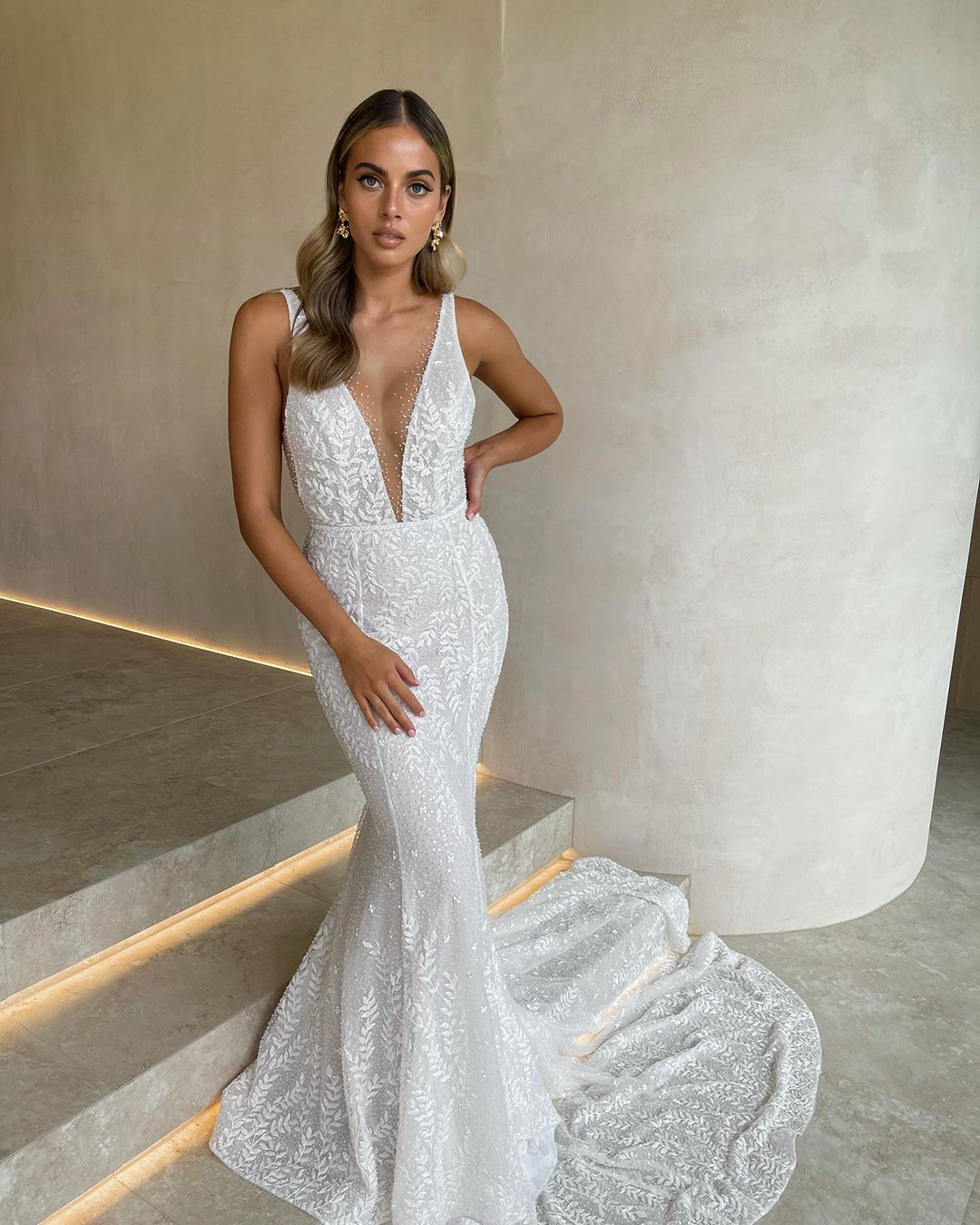 floral mermaid wedding dress