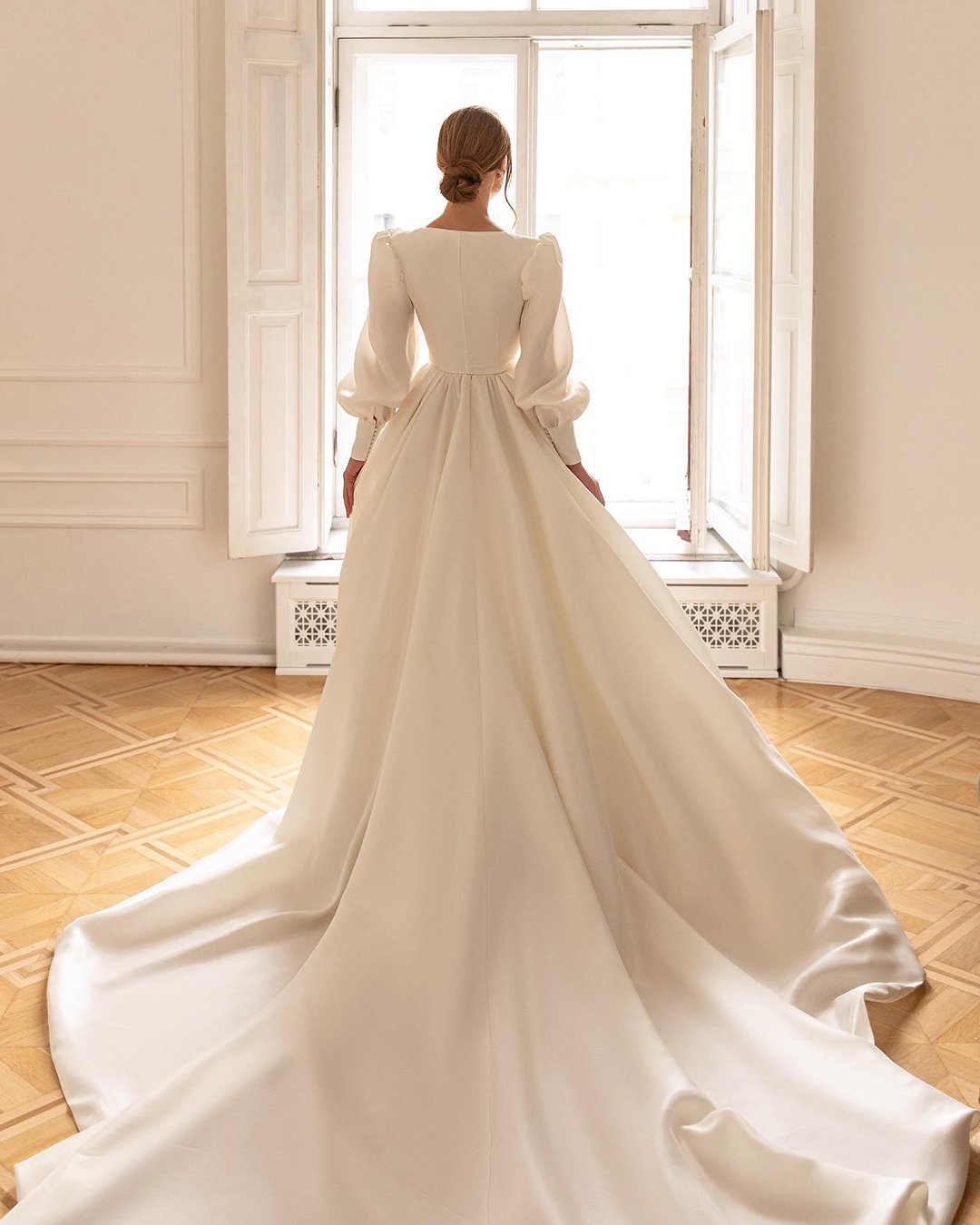 modest wedding dresses ball gown with long sleeves simple eva lendel