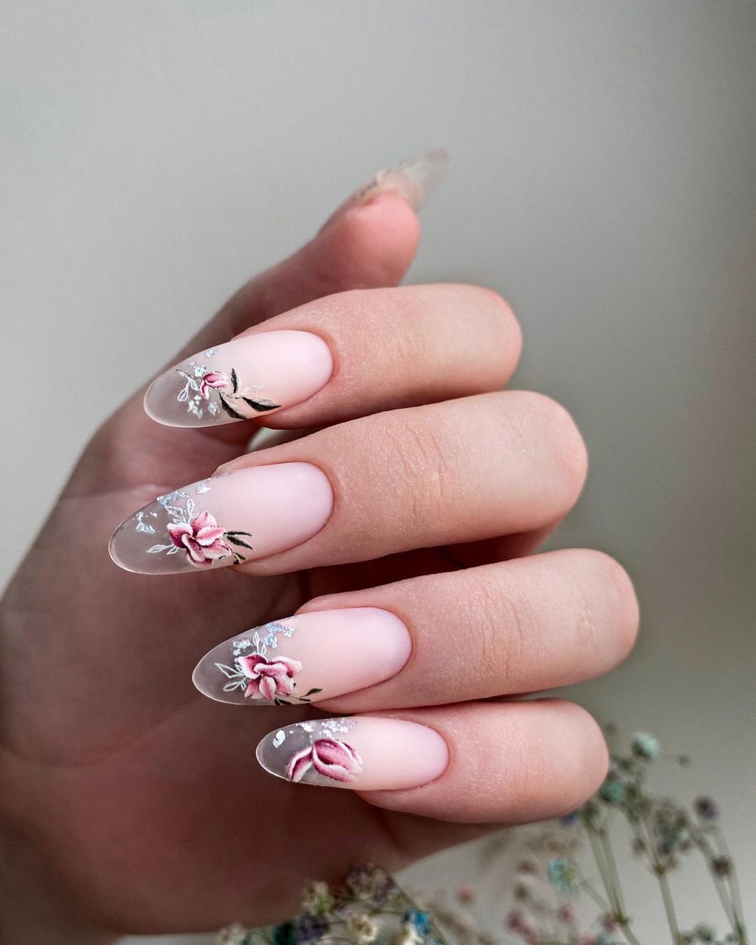 nail design bridal ideas for wedding acrylic pink with flowers nails_harbor