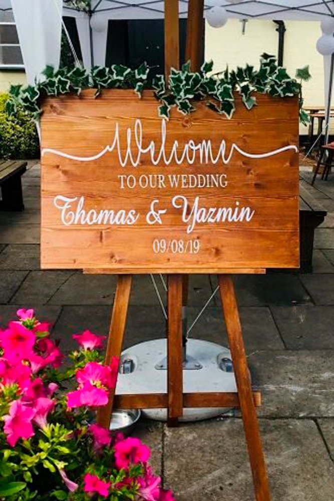 Vintage Wood Effect Welcome To Our Wedding Personalised Wedding Sign 