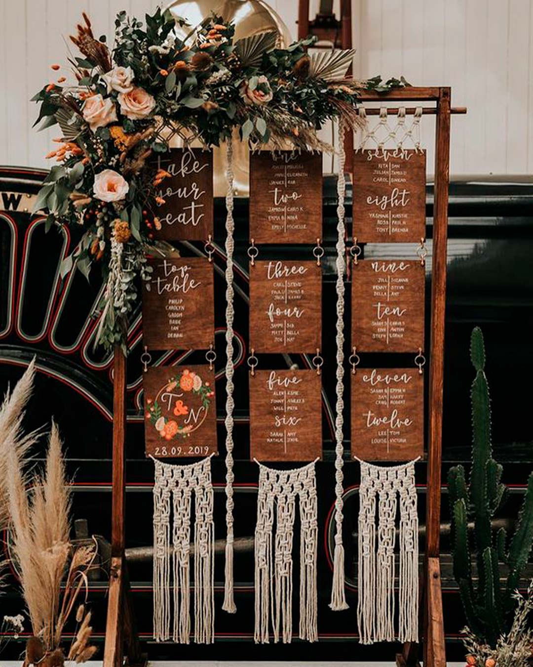 rustic wedding signs wooden boho seating chart