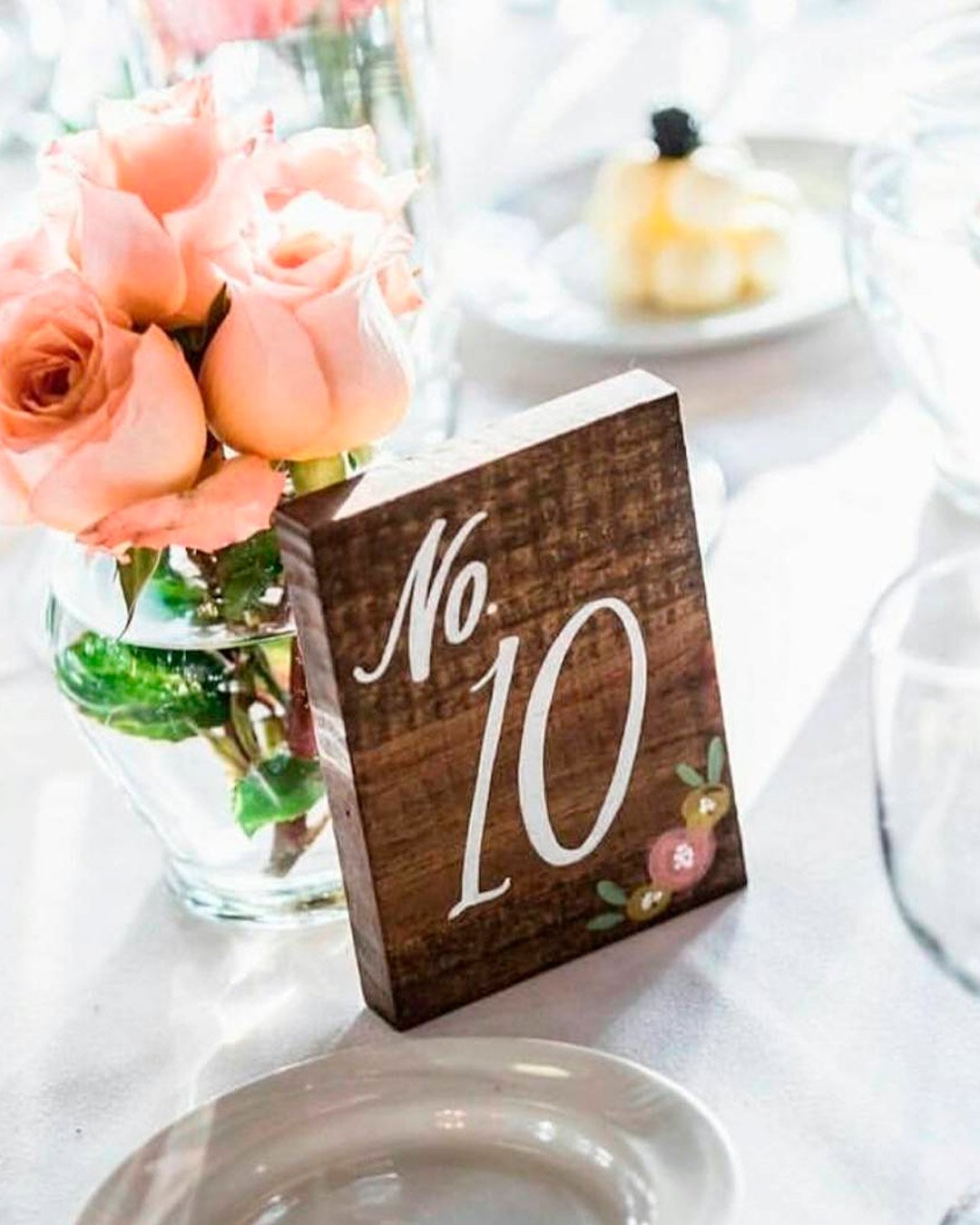 rustic wedding signs wooden table number flowers