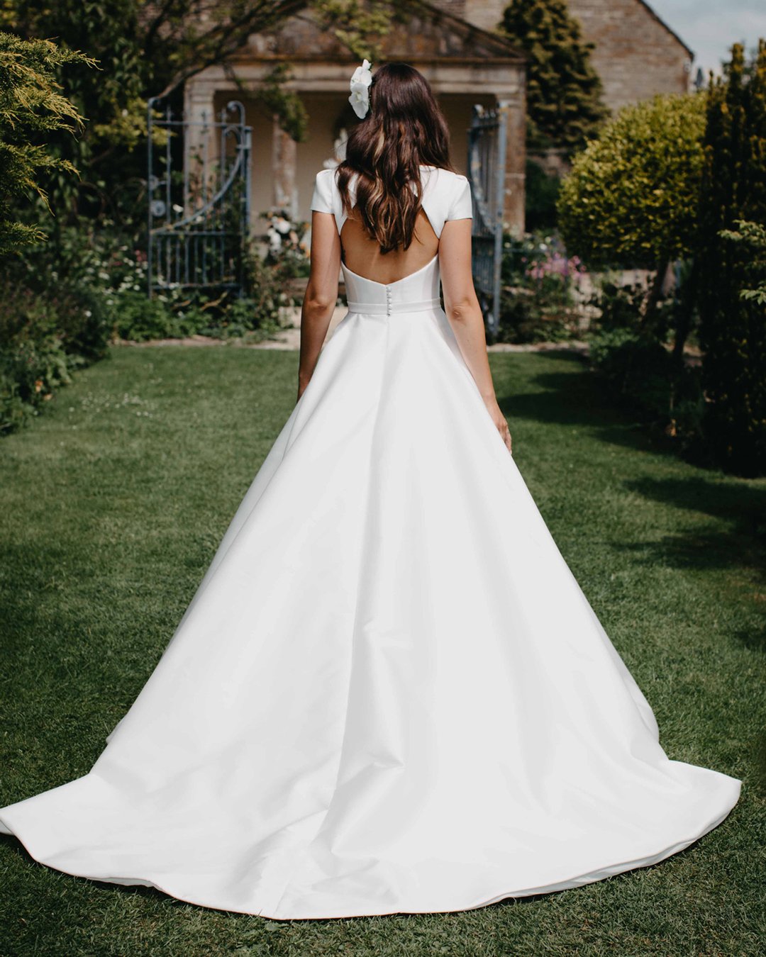simple wedding dresses a line with cap sleeves open back suzanne neville