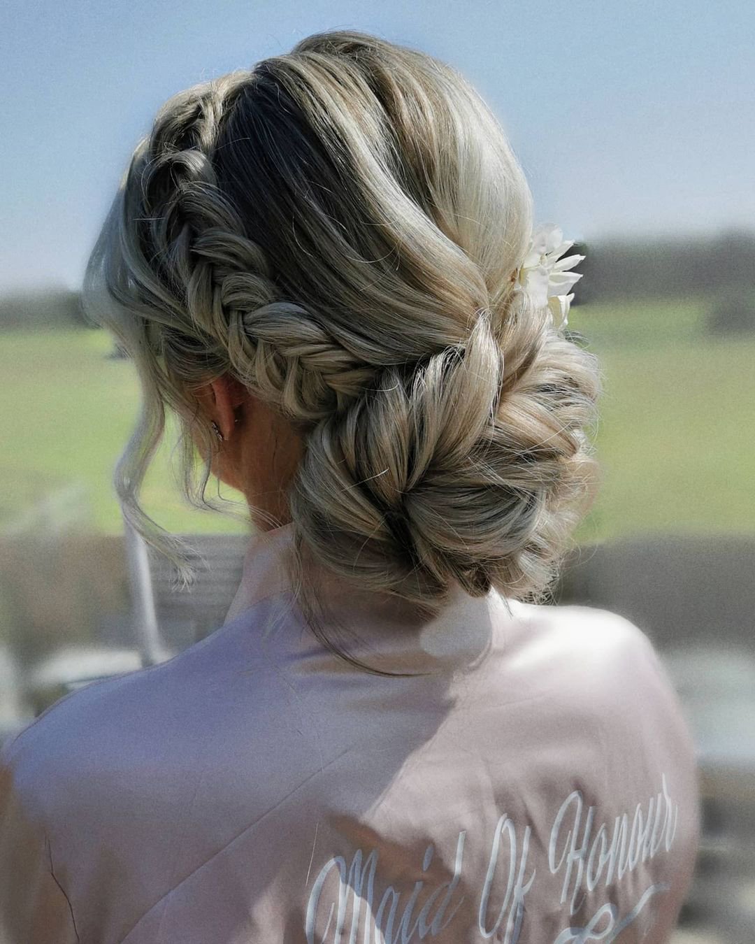 wedding hairstyles for long hair low bun fishtail bun paigelauren_bridalhair