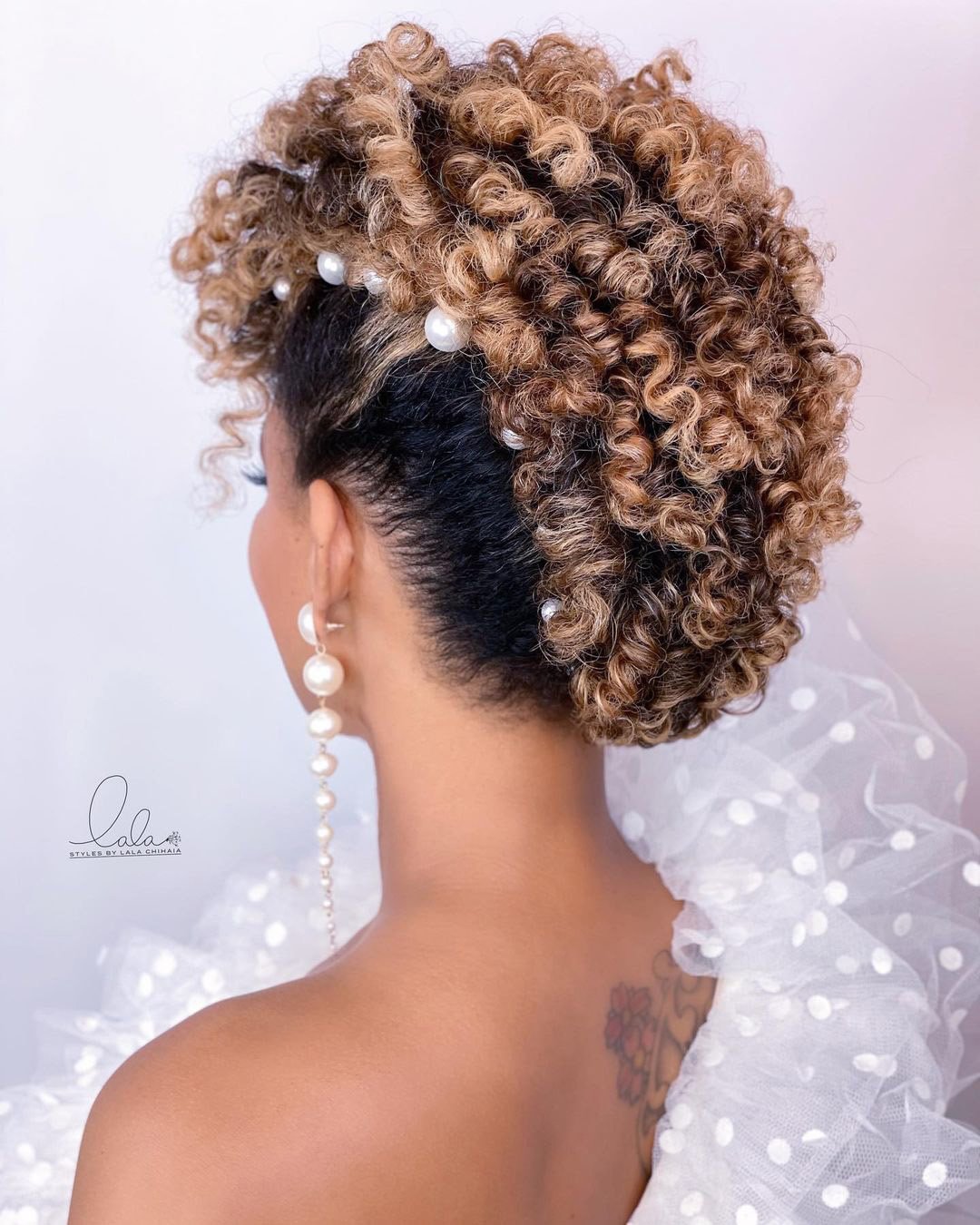 wedding hairstyles for short hair mohawk updo with loose curls lalasupdos