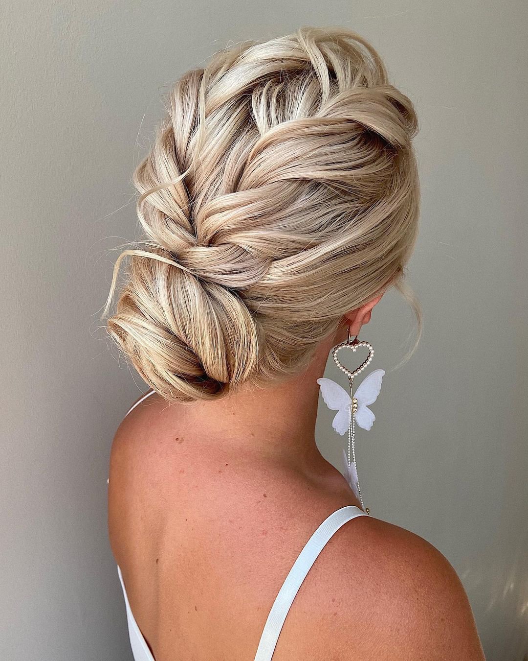 wedding hairstyles for thin hair braided textured low bun liliy_chernyshova