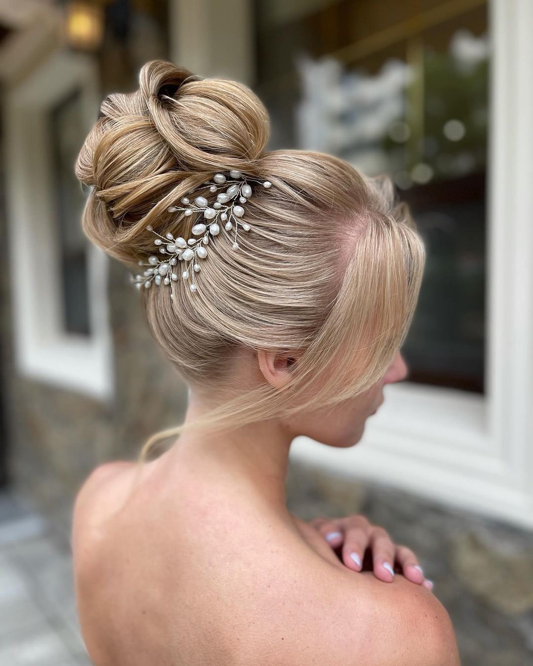 wedding hairstyles for thin hair volume high bun by_telegina