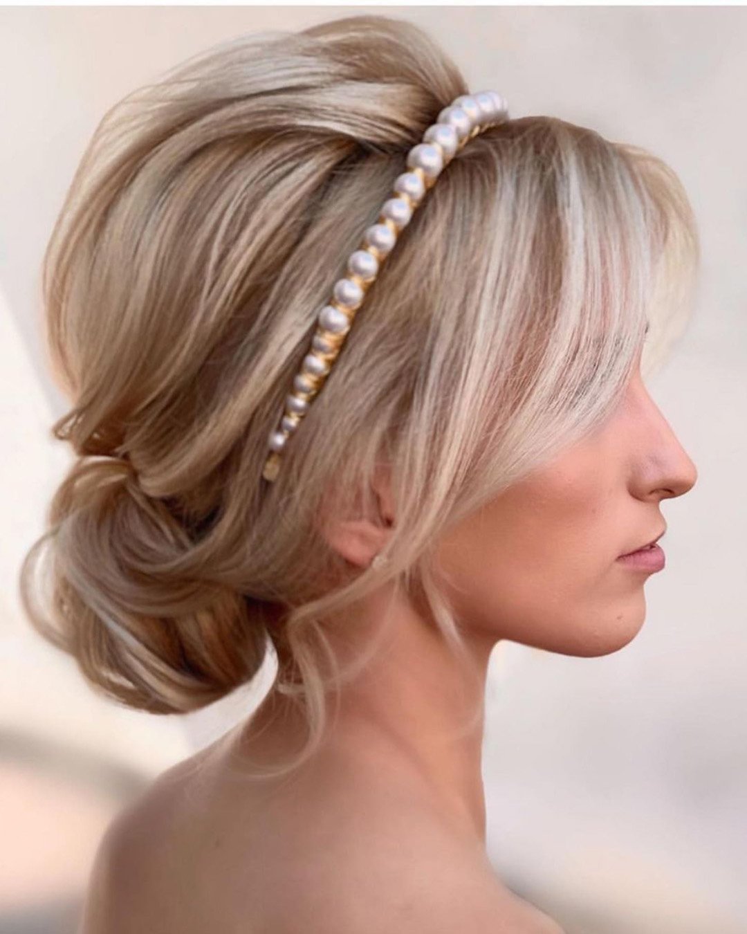 wedding hairstyles with bangs elegant updo with pearly halo kasia_fortuna