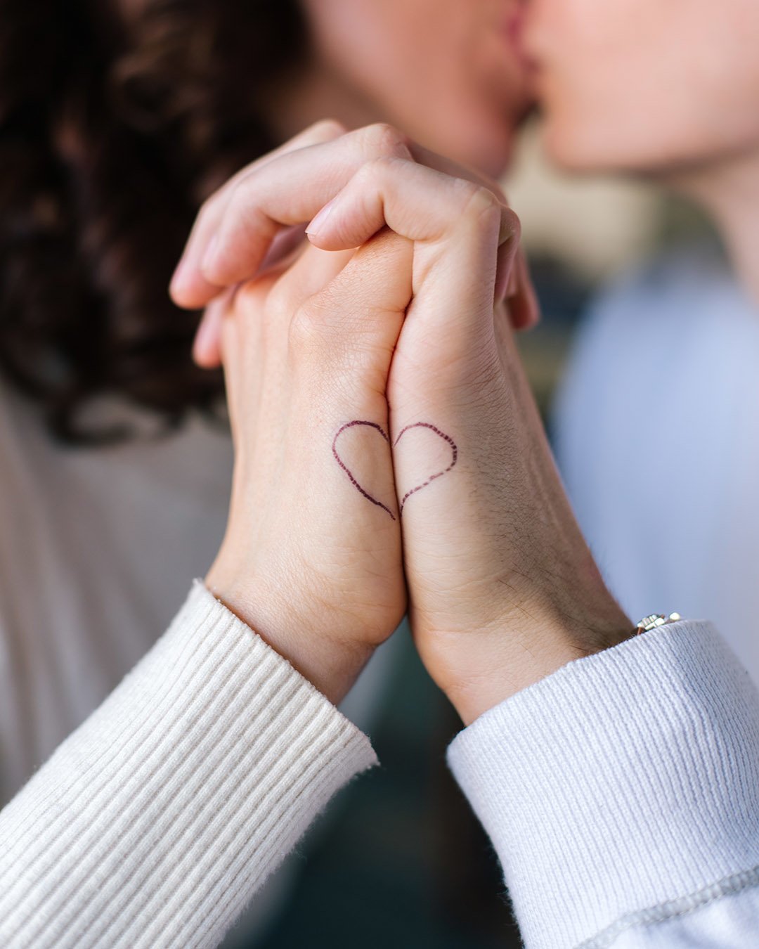 wedding tattoos matching heart couple