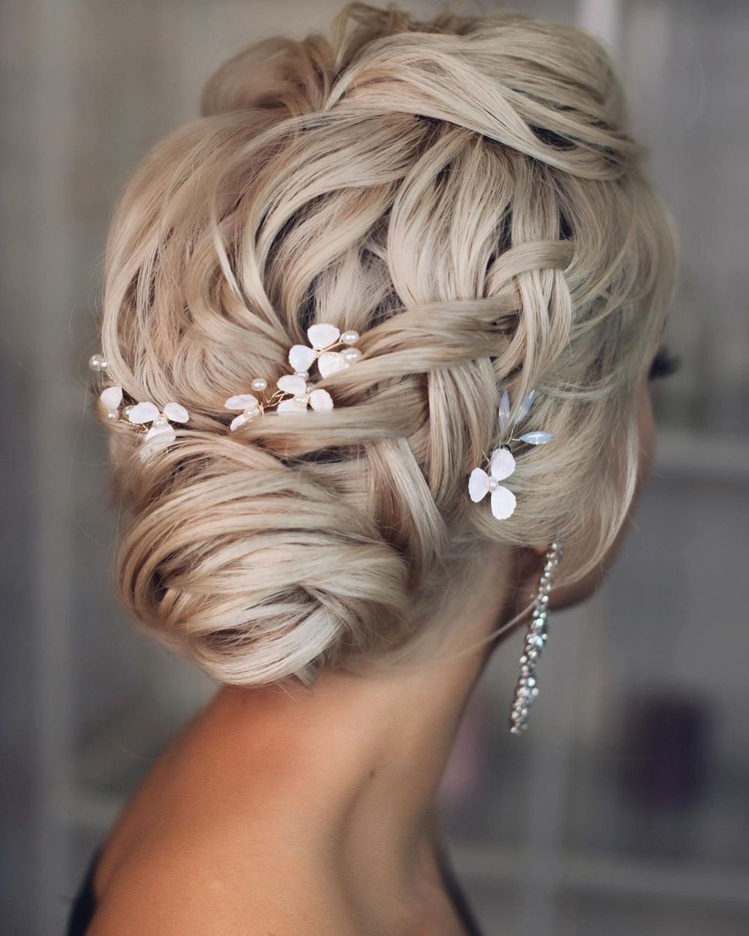 wedding updos with braids braided updo on blonde hair with pins lenabogucharskaya