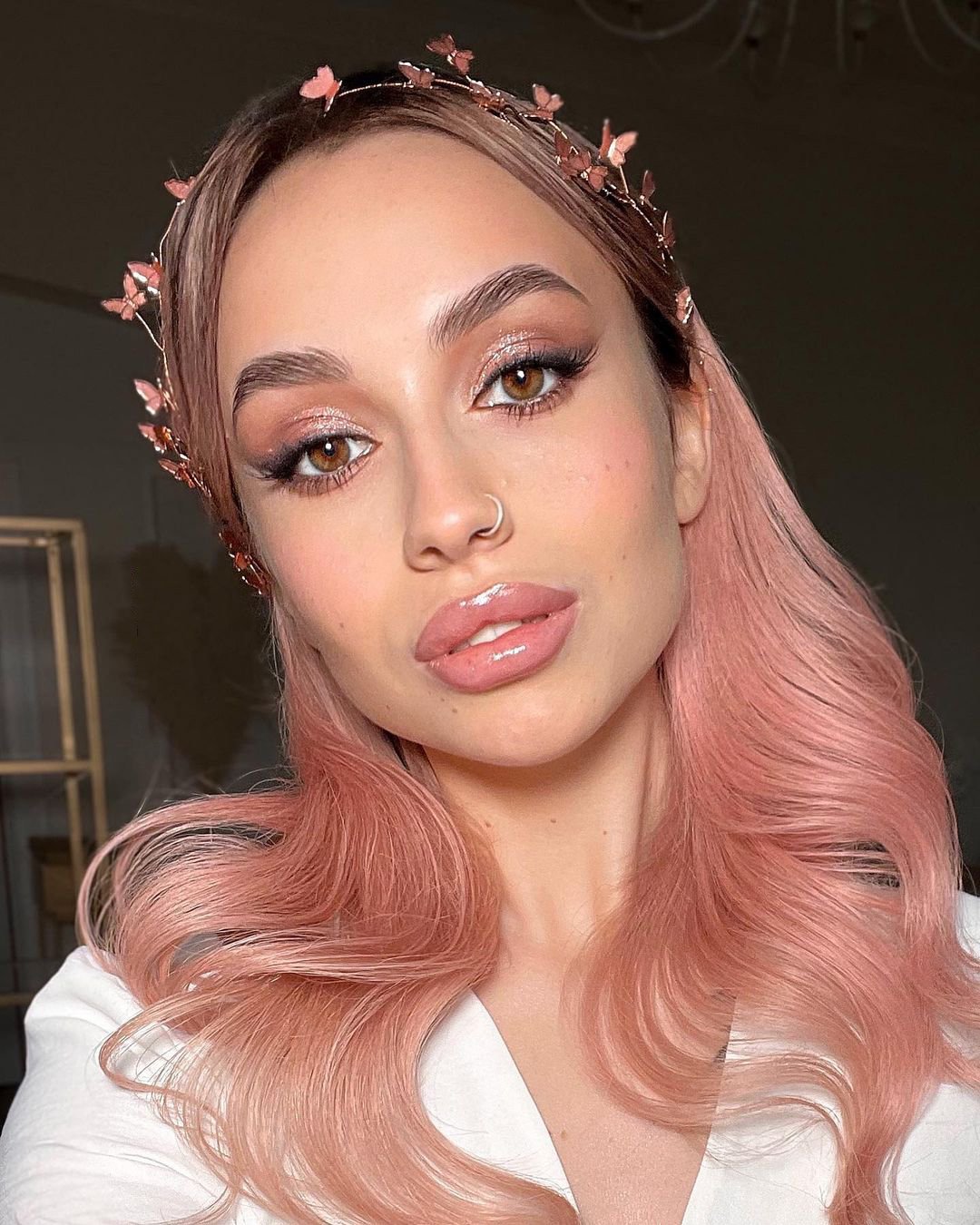 boho wedding makeup elegant pink shimmer eyeshadows alyona_beauty_muah