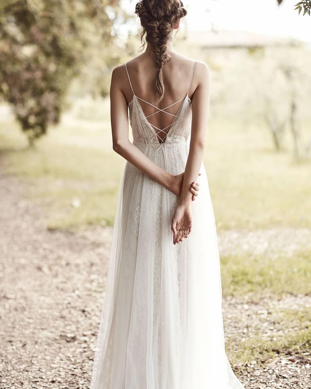 country style wedding dresses a line with spagheeti straps boho ranch annakara