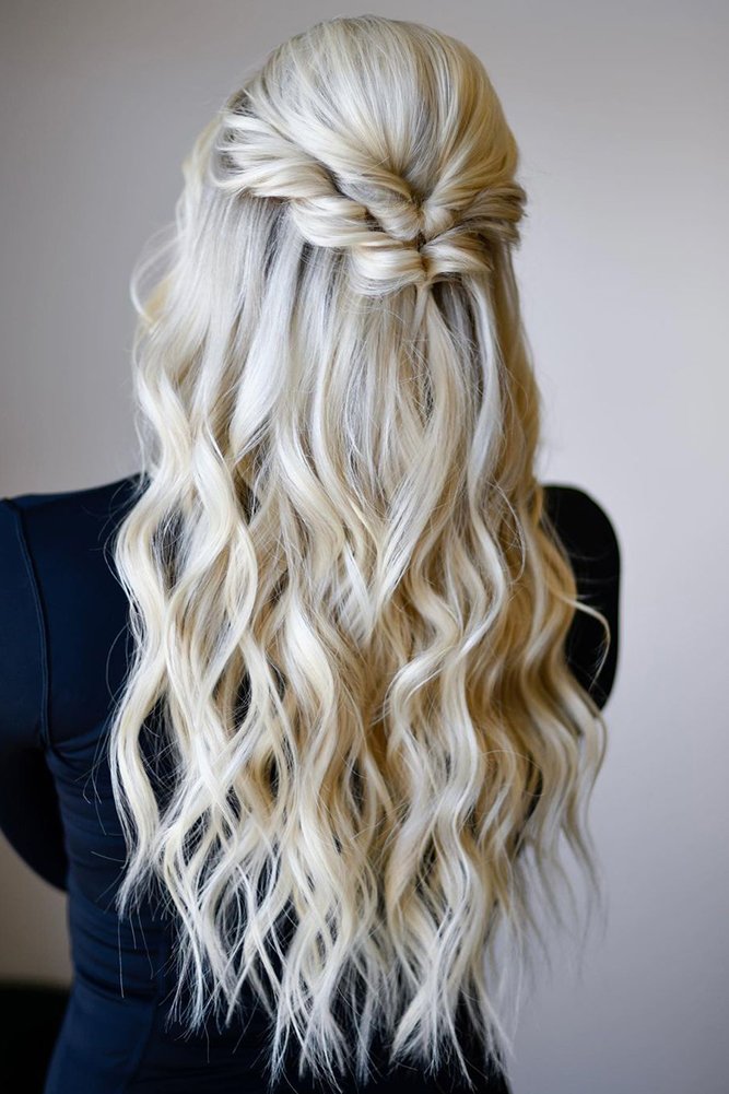 easy wedding hairstyles simple boho half up on long blonde hair hairbysaretta
