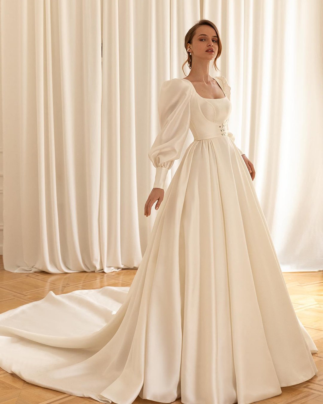 fall wedding dresses ball gown simple with long sleeves eva lendel