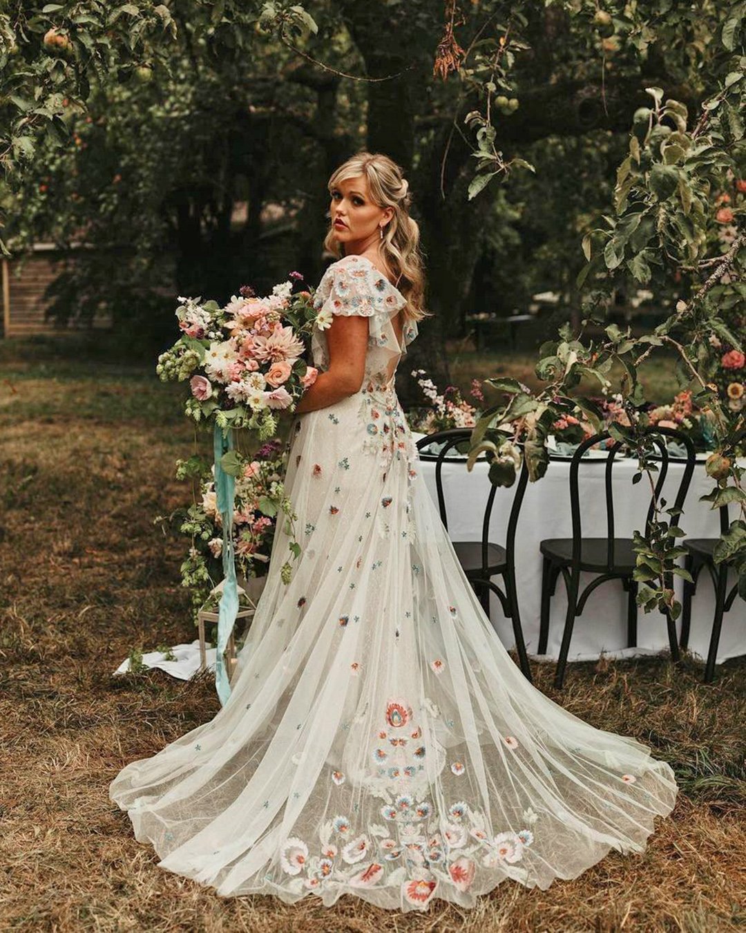 floral wedding dresses a line with cap sleeves country willowbywatters