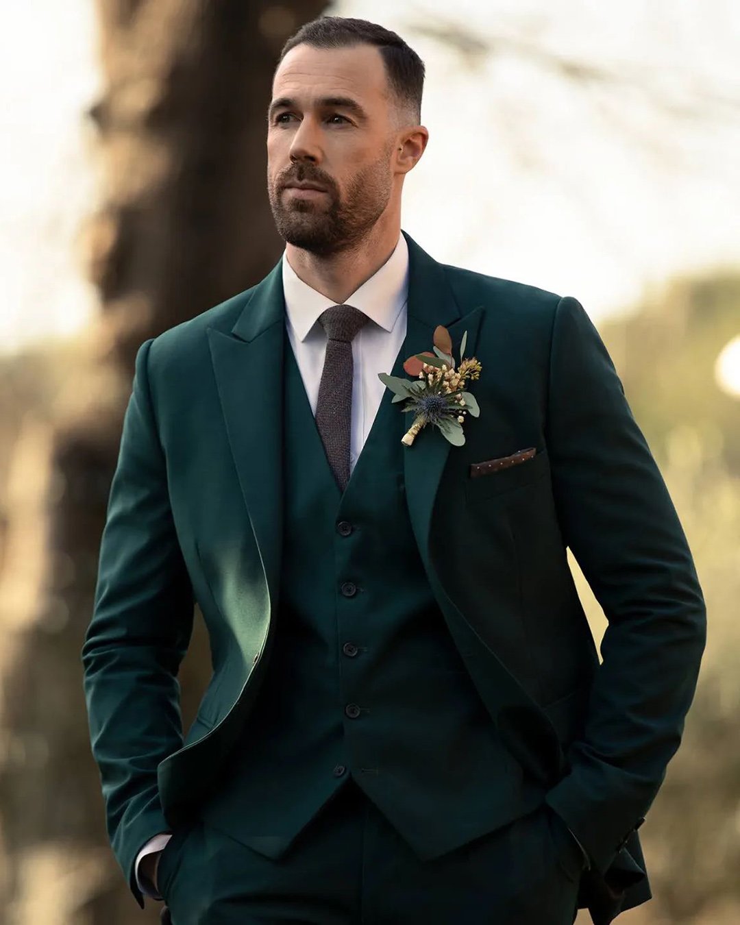 groom suits vest jacket green with bouttonieres hockerty men