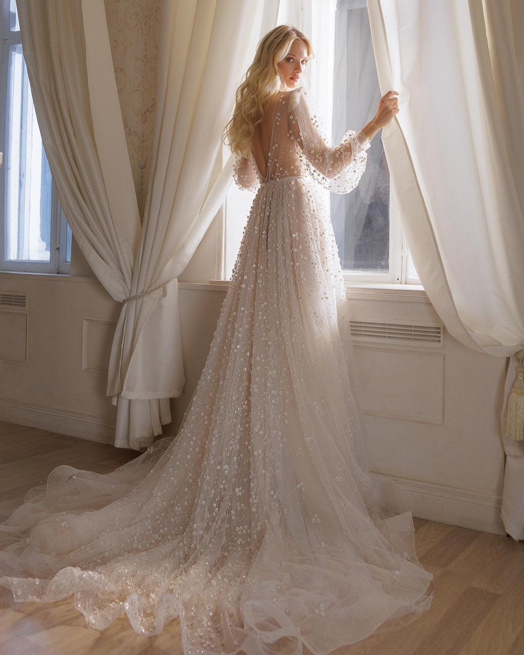 hottest wedding dresses a line with long sleeves v back julievino