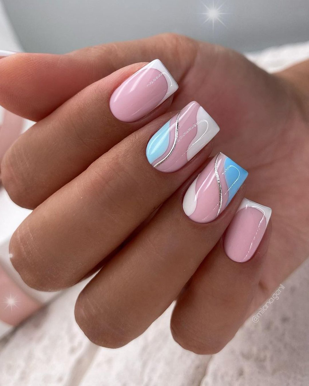 nail design for wedding pink white blue design milana.gen11