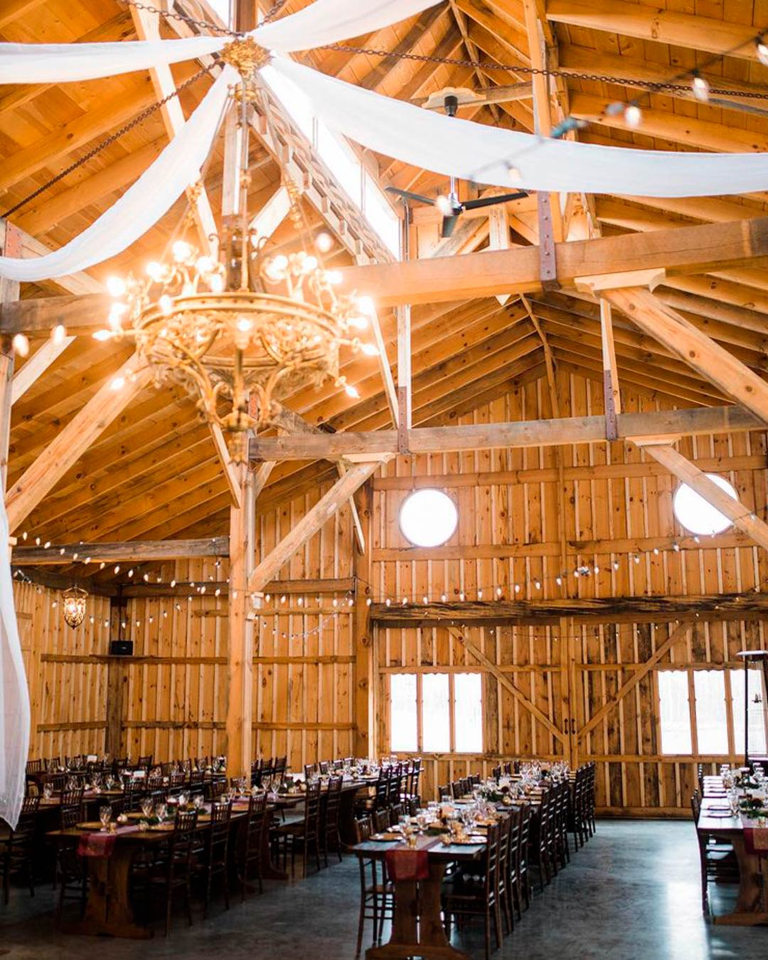 rustic wedding venue in michigan indoor lights