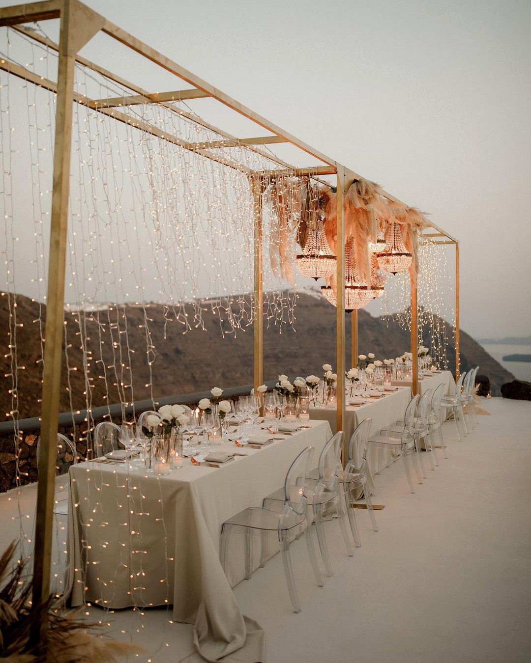 wedding decor ideas outdoor reception with lighting garland whiteonblackstudio