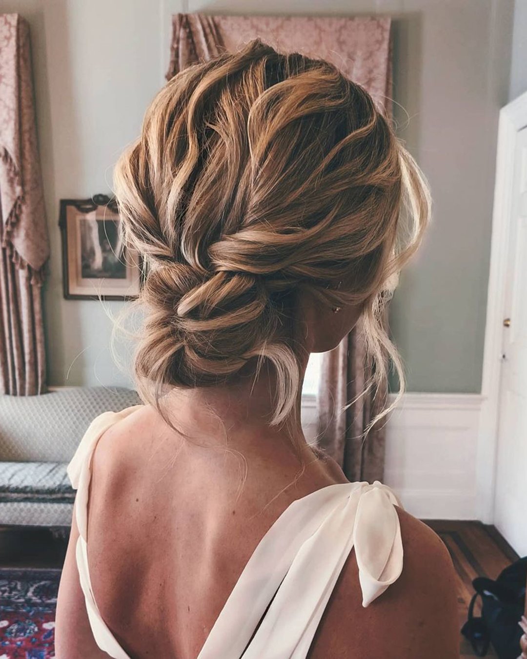 wedding hairstyles for curly hair slightly messy low bun sarahwhair