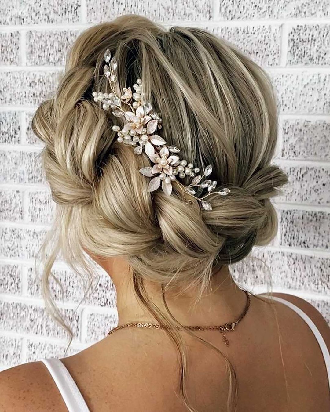 wedding hairstyles for long hair braided crown updo with hair vine sweetvjewelry