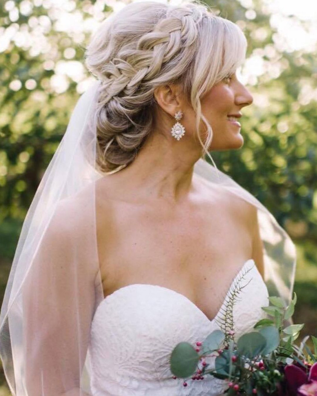 wedding hairstyles with veil braided chignon with veil katiebstylist