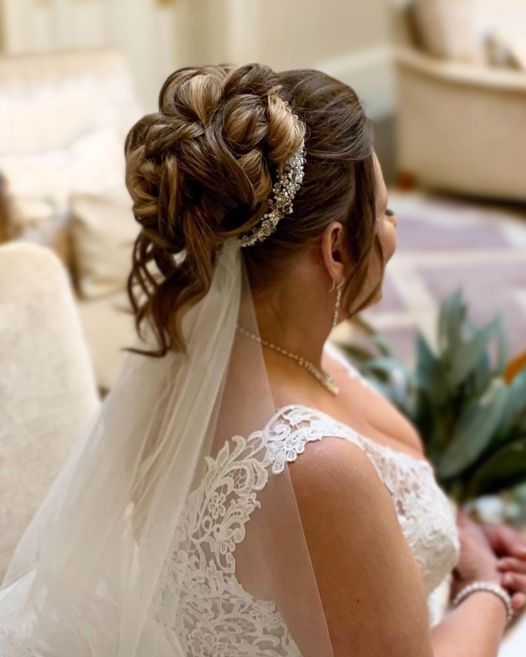 wedding hairstyles with veil high bun hair idea bridalhairbymarina